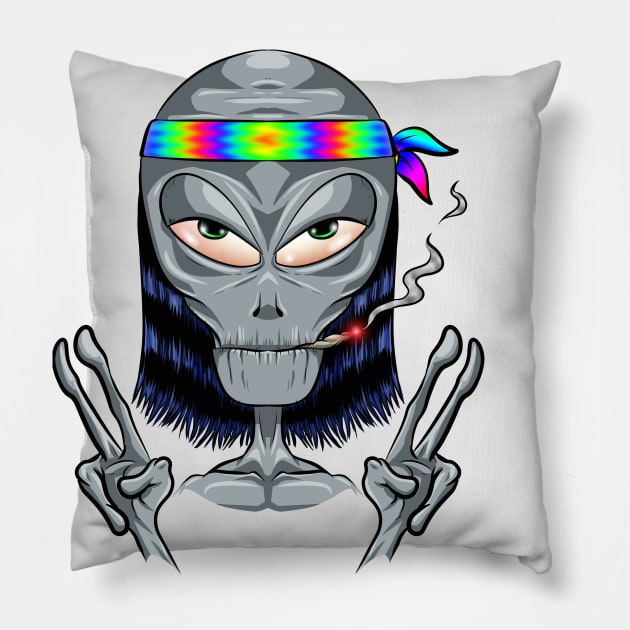 Smokin' Alien Pillow by richardsimpsonart